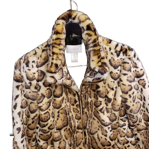 Cache Tan Gold Ivory Animal Print Jacket 21" armpit to armpit 23" long - Picture 4 of 5